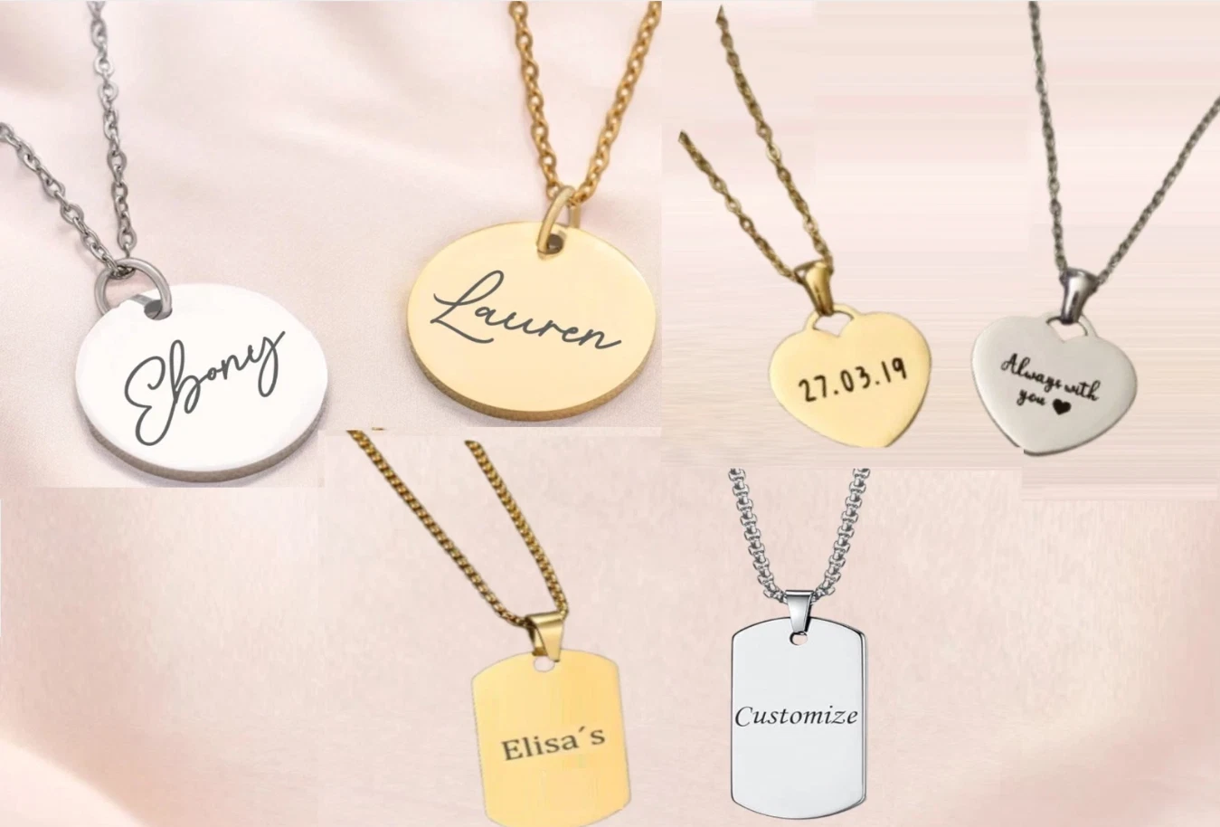Personalized Engraved Pendant Necklace – Free Chain & Gift Box Included