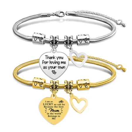 Custom Engraved Single Heart Chain Bracelet: Minimalist Stainless Steel Jewelry