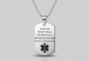 Personalised Medical Alert Amy Dog Tag Necklace for Men Women Allergy Emergency