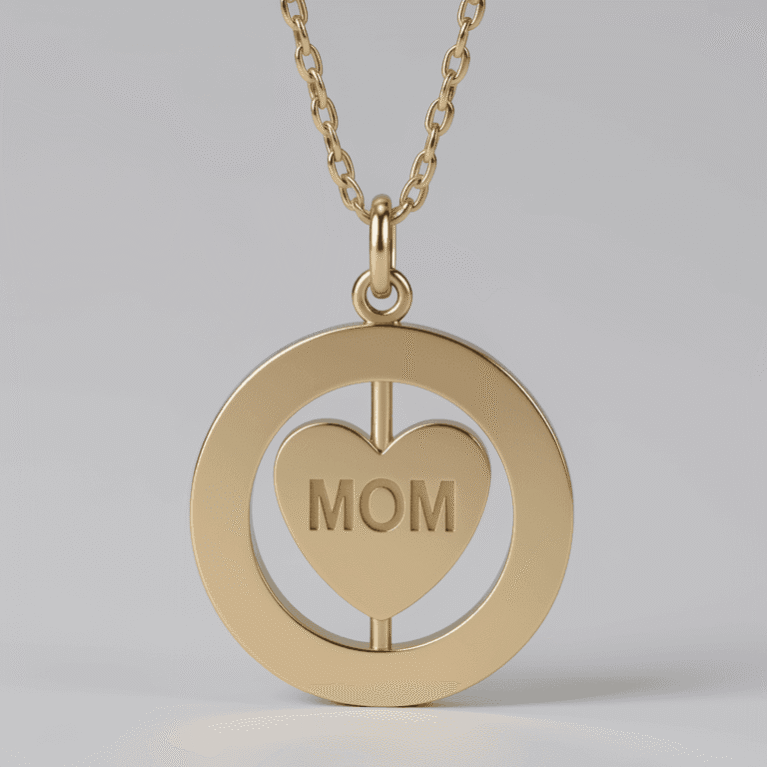 Personalised Engraved Womens Name Heart Revolving Necklace Gold Silver Christmas