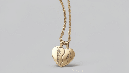 2 Piece Split Heart Necklace Set – Custom Engraved Couple Name Pendant Gift