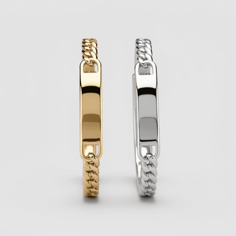 Men’s Cuban Link ID Bracelet – Custom Engraved Stainless Steel Name Plate