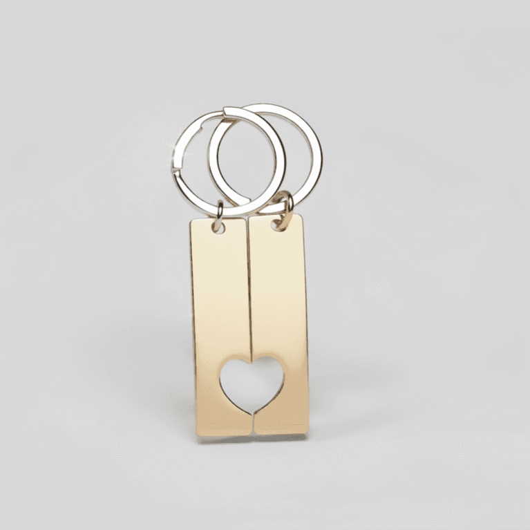 Personalised Half-Heart Bar Keyring Set 2-Piece Engraved Couple Name Keychain