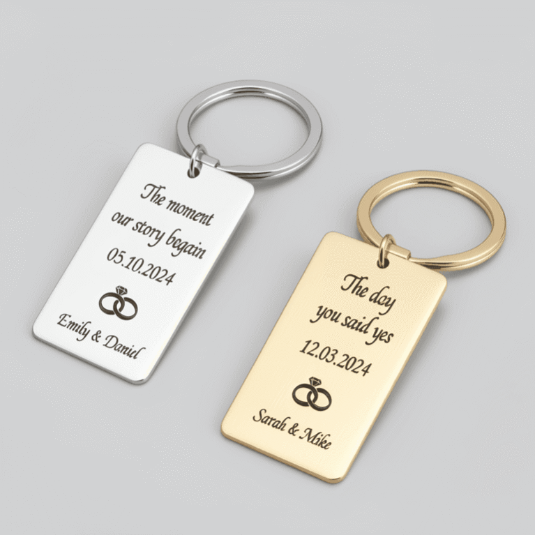 Personalized Engraved Keychain – Custom Name/Date Stainless Steel Gift