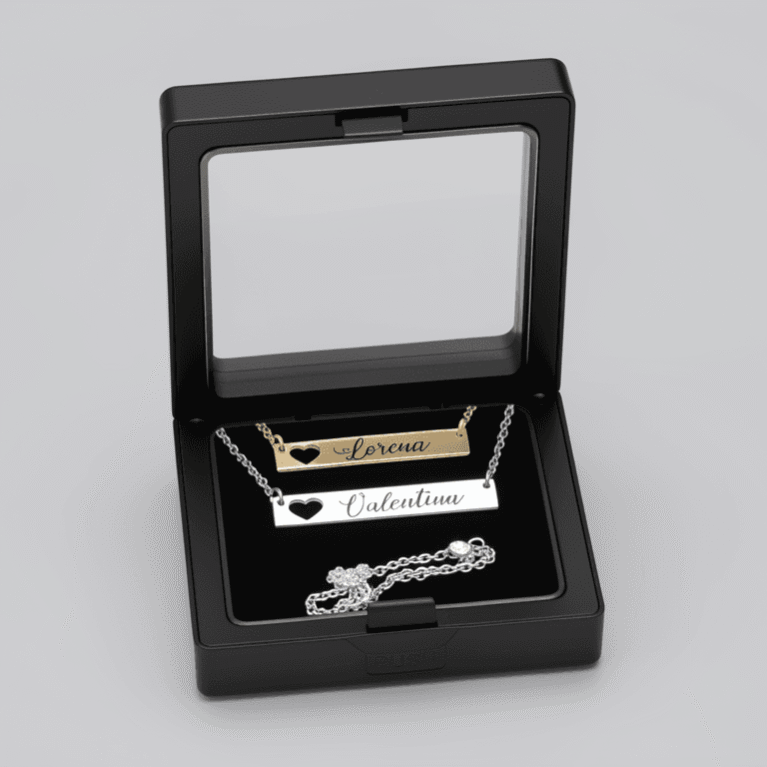 Effortless Elegance: Personalized Stainless Steel Open Heart Bar Necklace