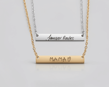 Personalized Silver & Gold Horizontal Bar Necklace: Custom Engraved