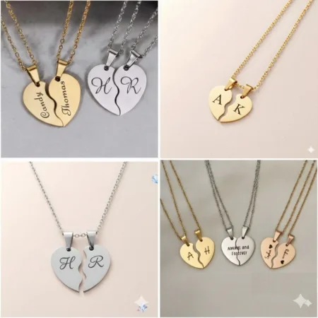 Silver Gold Broken Heart Best Friend 2Pcs Friendship Necklace Gift For Christmas